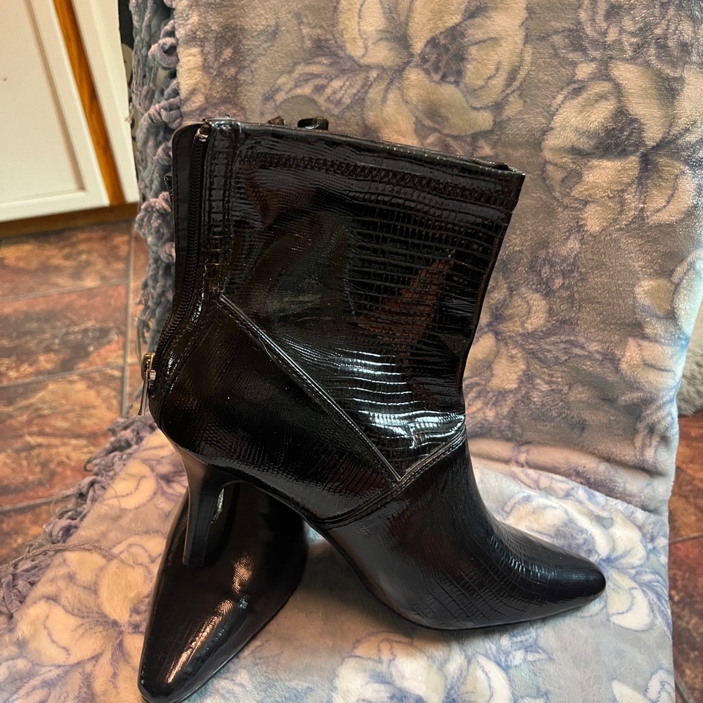 Elegant Black Ankle Boots size 8, worn twice, as I broke my foot.